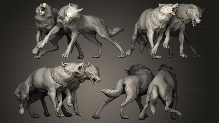 Статуэтки животных (Волки, STKJ_0126) 3D модель для ЧПУ станка